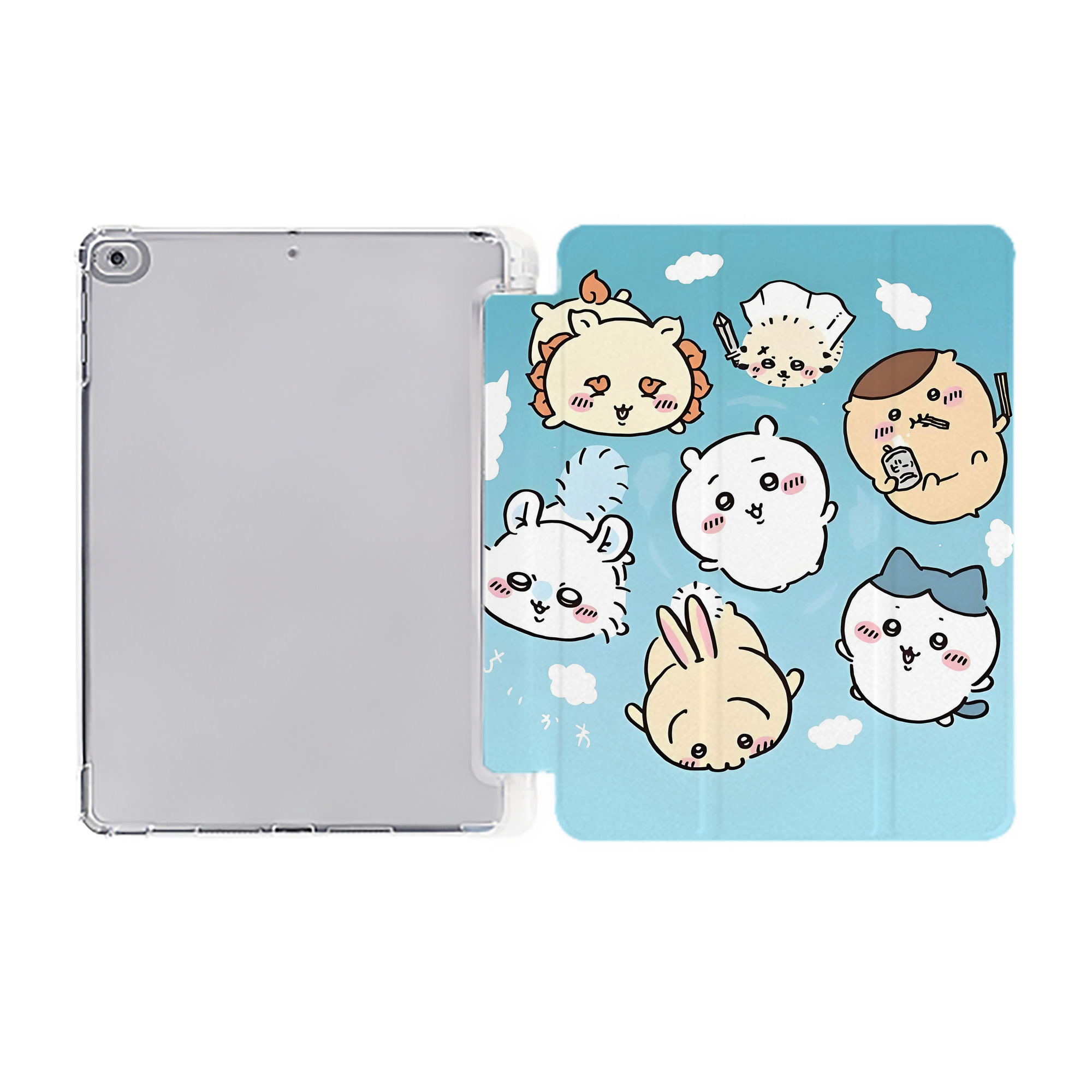 （画像用） ちいかわ Chii-kawa IPad ケース ペン収納付き 三つ折りスタンド PUレザー×シリコン 対応機種9.5/10.5/10.9インチ